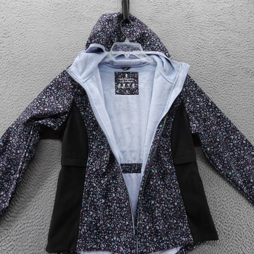 Free Country‎ Girls XL Floral Print Softshell Jacket Hooded Rain Wind Resistant